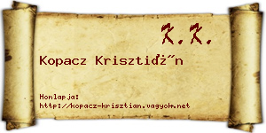 Kopacz Krisztián névjegykártya